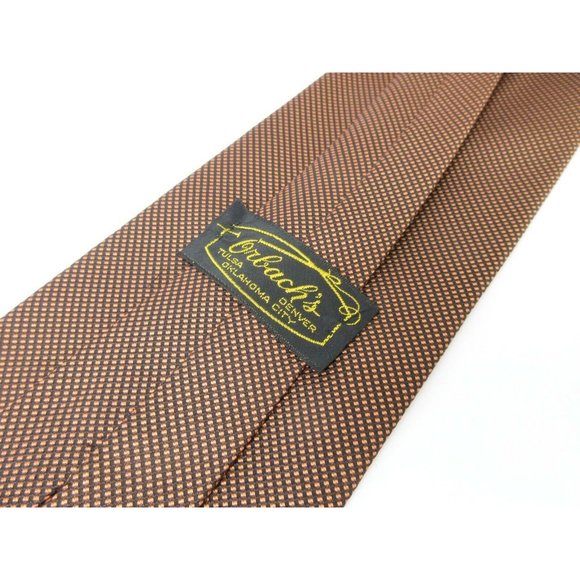 Vtg Orbach's Tulsa Oklahoma Denver City Brown with Pin Dots Tie 56" x 4" - Picture 3 of 4